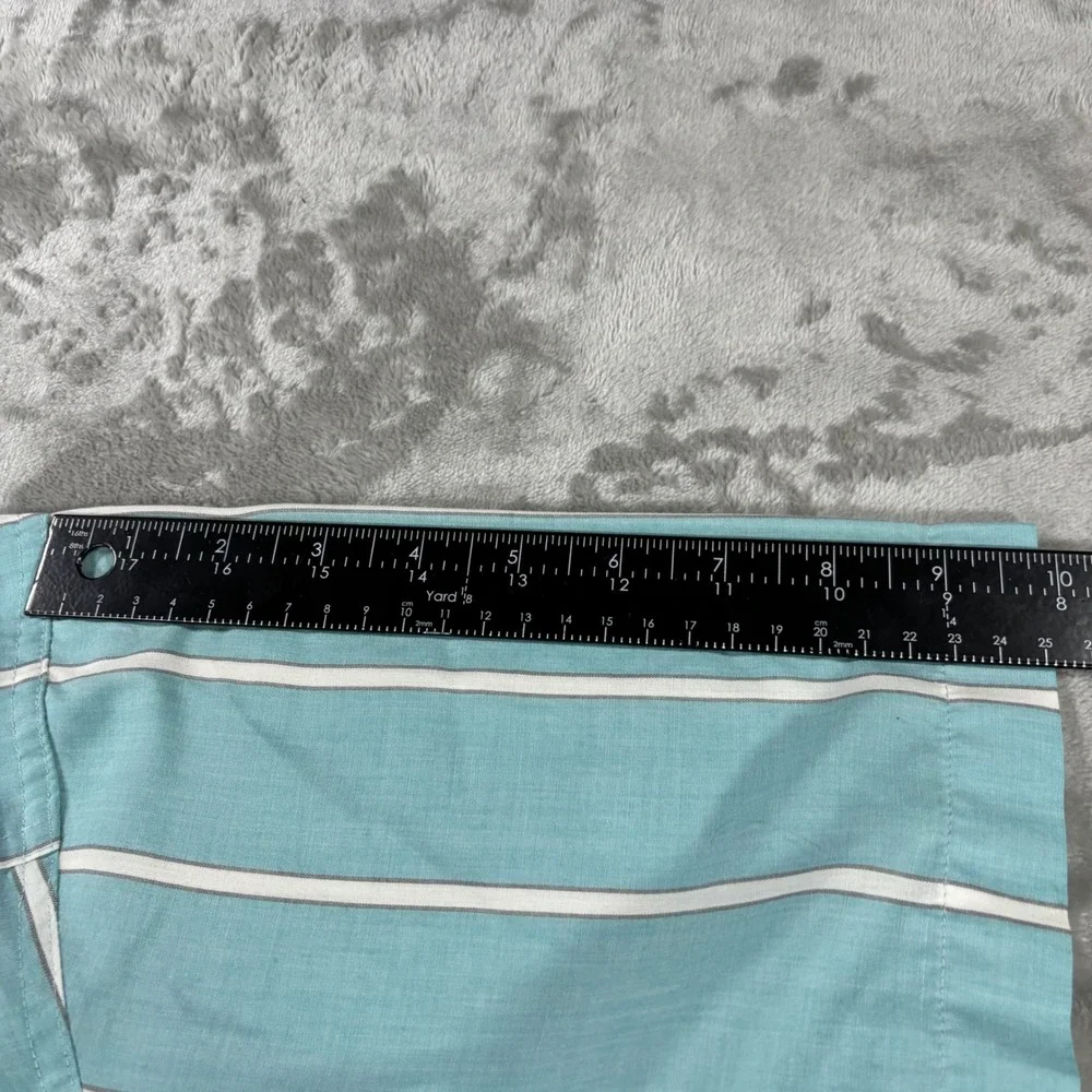 Levis Silver Tab Men Medium Turquoise White Striped Short Sleeve Button Down 90s